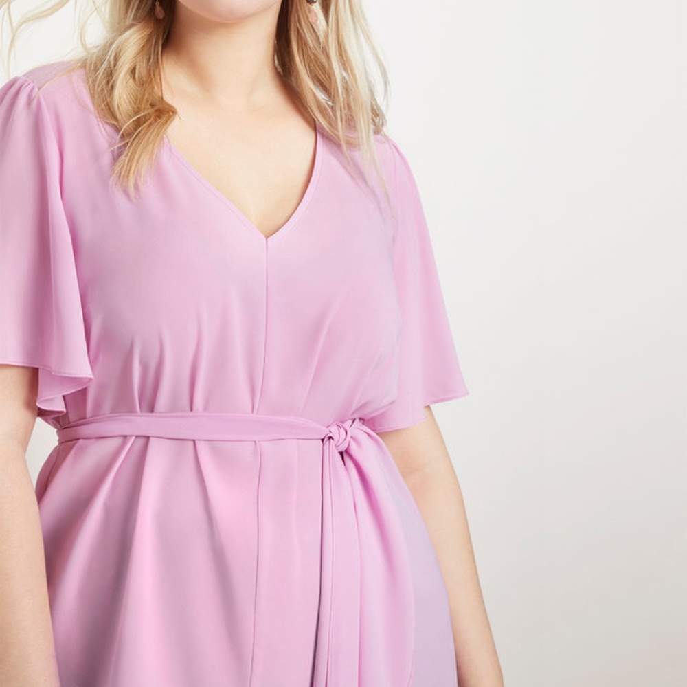 ELOQUII Flutter Sleeve Tie Waist Top